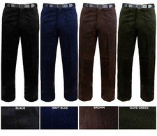 MENS CORDUROY CORD TROUSERS COTTON FORMAL CASUAL SMART BIG PLUS BELT POCKET PANT