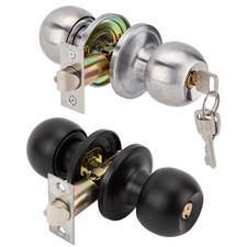 Round Door Knobs with Keys Lock Handle Lever Entry Privacy Passage Internal