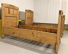 2 x Beautiful French Antique solid pine ornate small single beds circa 1920