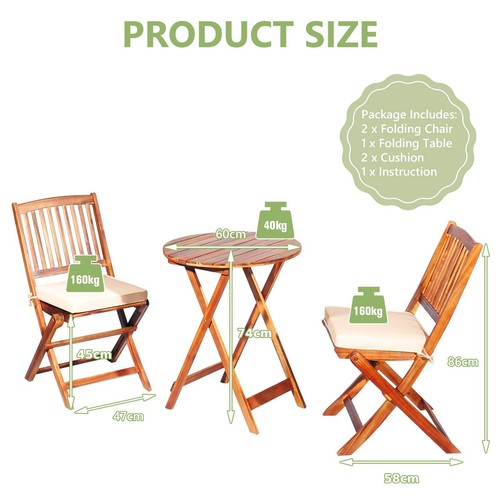 Patio folding bistro set - 3-pc,