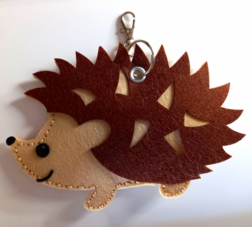 Felt hedgehog animal keyring - felt,