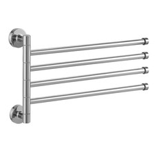 4-Arm Towel Rail – Silver Finish Swivel Wall Mounted Stainless Steel Bath Rack
