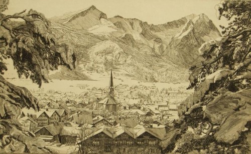 Original etching zugspitze - original,