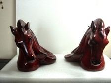 Pair Of Heavy Pottery Horse