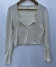 Girls Zara Cream Cropped Cardigan Size 10 Button Up