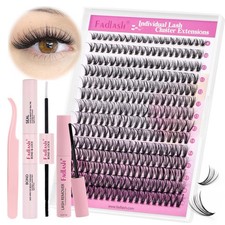 280 Individual Eyelash Extension Cluster Lash Kit Bond & Seal Glue D Curl Lashes