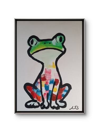 Sitting frog 12x16 bold - sitting,