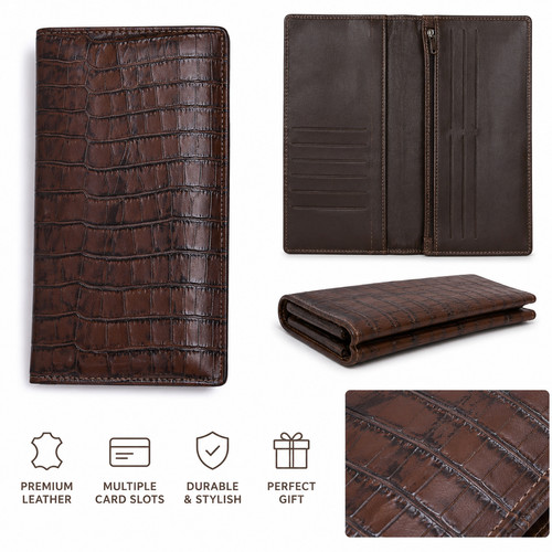 Premium long wallet brown - long,