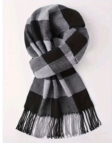 Mens check plaid scarf wool - check,