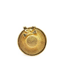 Chanel Straw Hat Ribbon Motif Brooch Gold Plated Women's CHANEL