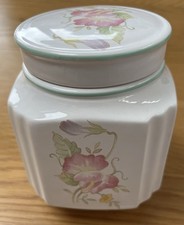 Vintage Sadler England Porcelain Floral Square Tea/Ginger Caddy/Jar  With Lid