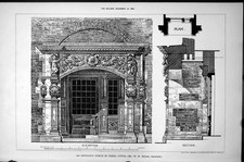 Old Entrance Porch Terra Cotta Elevation Plan W Sugden Architect 1887 19th