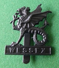 British Army Blackened Cap Badge - The Wessex Regiment / Volunteers WESSEX