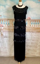 Flapper Dress 6 Phase Eight Black Sequin Fringe Ballgown Gatsby Maxi Deco Maxi