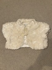 Faux Fur Girl's Bolero Ivory Age 3-4 years great condition short sleeves used 