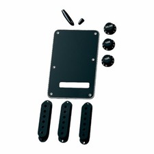 Fender Stratocaster Accessory Kit w/ Pickup Covers, Knobs & Back Plate (Black)