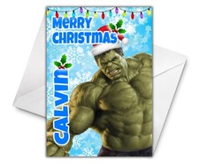 HULK Personalised Christmas Card - Hulk Christmas Card - Marvel Super Heroes D3