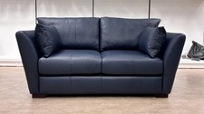 Sofology 'Calista' 2 Seater Sofa Deep Spring Blue Leather Modern Back Cushions