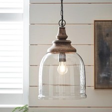 The White Company Belvedere Ceiling Light Mango Wood Iron Glass Pendant Lighting