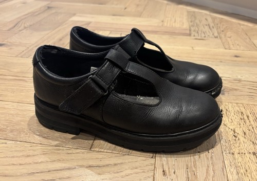 Girls clarks black leather - black, t