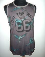 RARE VANS Vest Tank Top T Shirt 66 Grey Off The Wall Parrot Sleeveless Sz Large