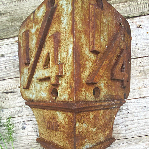Cast iron railway milepost - railway,