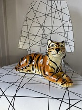 Vintage Sitting Laying Tiger Ceramic Figurine Statue MCM 60s?