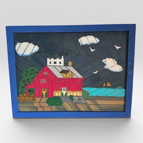 Vintage folk art painted wood - art,