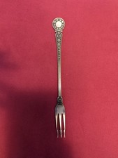 Ornate Venetian Pattern Silver Plate 7.25' Trident Pickle Fork