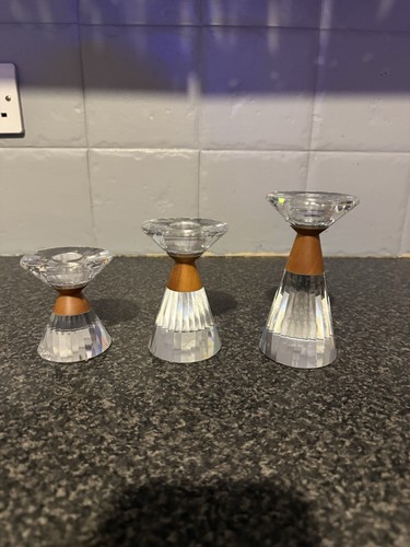 Swarovski candle holders wood - holders,