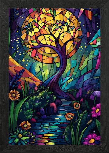 Tree stained glass forest - glass,