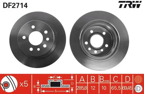 Brake disc solid df2714 - disc, trw