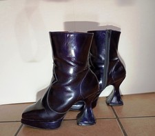Very Rare Vintage Gothic Purple Patent Leather Coffin Heeled Boots. Underground