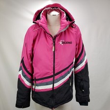Iguana Womens Waterproof Ski Coat Jacket Size Small 38 Pink Hooded Insulated Zip