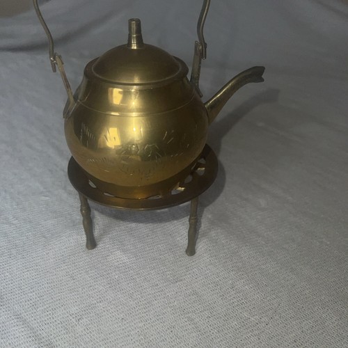 Small etched brass kettle with - small,