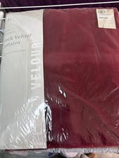Vintage Pair of Deep Burgundy Wine Red Velour Velvet Curtains 66”w x 54”d