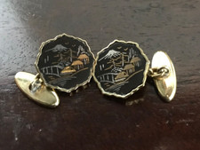 *****Vintage Japanese Komai K24 Damascene Cufflinks D9*****