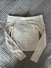white ribbed off the shoulder
