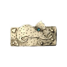Large Rectangular Cat Brooch Pin Signed Deborah Roberts