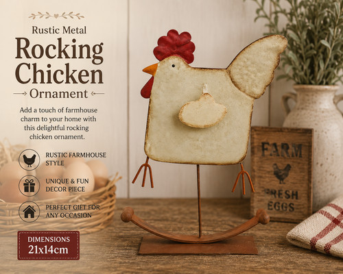 Rustic metal rocking chicken - rustic,