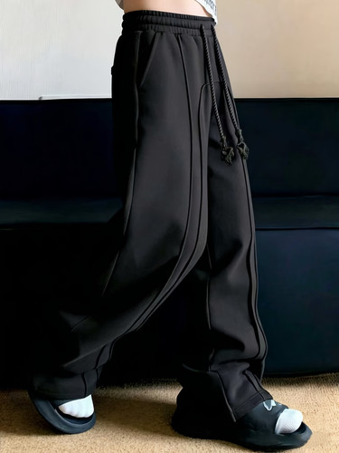 Men black loose wide - men's, wide-leg