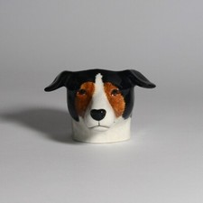 QUAIL CERAMICS JACK RUSSELL TRI FACE EGG CUP NEW WITH BOX