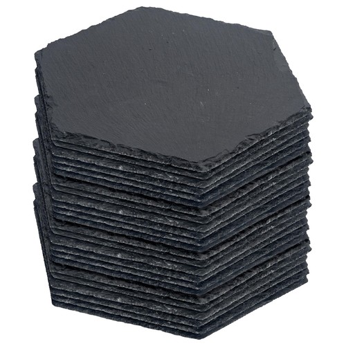 Hexagon slate placemats 30cm - slate,