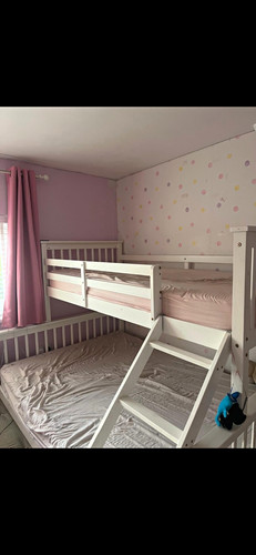 White wooden bunk - bed, frame