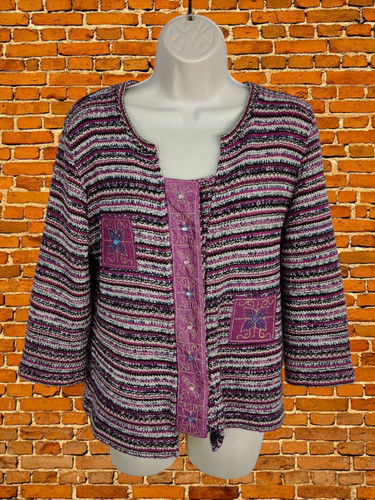Per una pink knit cardigan - knit,