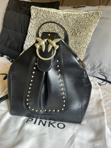 Pinko love birds black leather - love,
