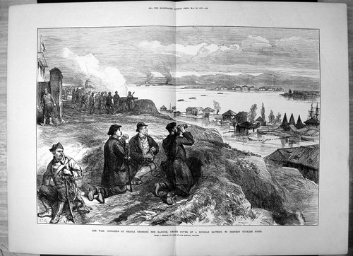 Antique old print cossacks - old,