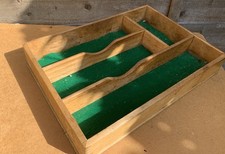 Vtg Wooden Cutlery Box Storage Tray Drawer Insert Tidy Felt Lining 34x24x5cm (30