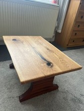 Oak Live Edge Coffee Table Rustic Solid Wood