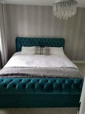 Green Sleigh chesterfield Upholstered Plush Velvet Bed Frame with storage option